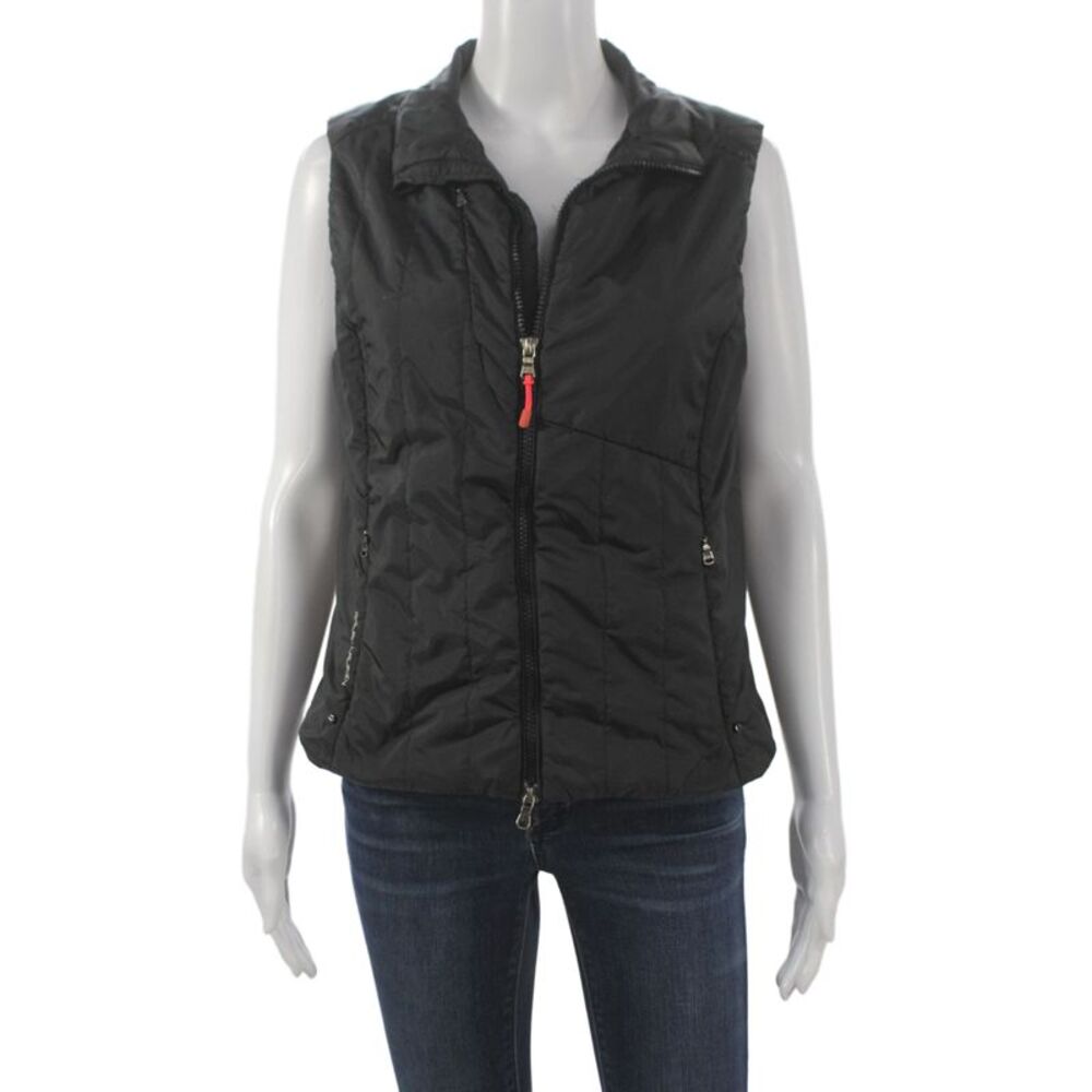 RLX Ralph Lauren Womens Quilted Vest Black Collared Zip Sleeveless Size S